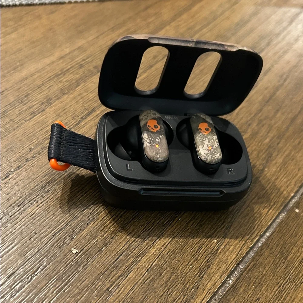 Skullcandy Black and Orange Wireless Earbuds